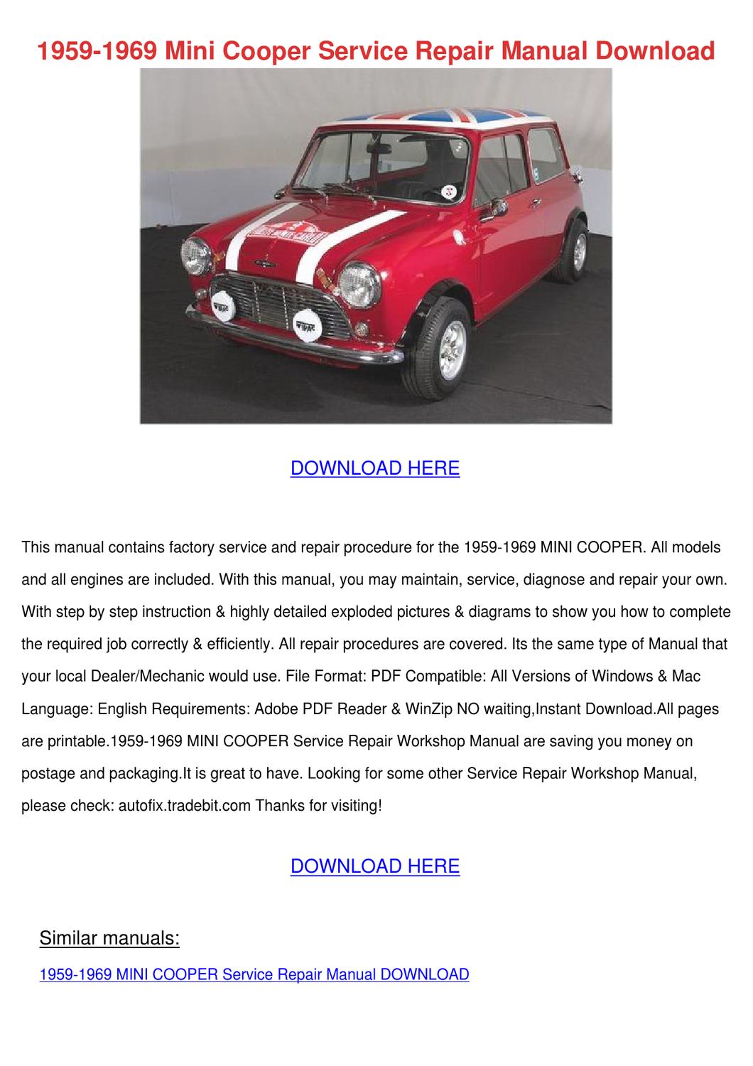 mini cooper repair manual free pdf